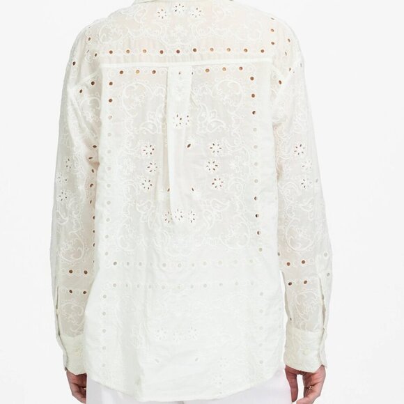 Madewell Embroidered Oversized Button-Up Shirt Size Small - Picture 3 of 11